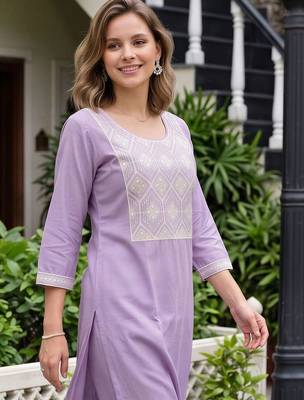 women embroidered regular thread work kurta with trousers 5