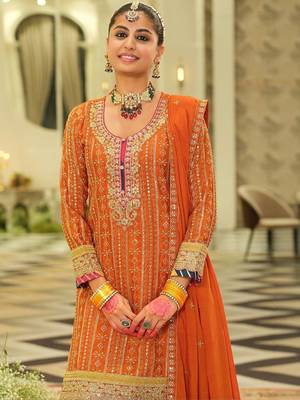 women ethnic motifs embroidered regular mirror work kurta & sharara & dupatta 2