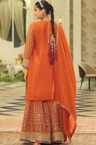 women ethnic motifs embroidered regular mirror work kurta & sharara & dupatta