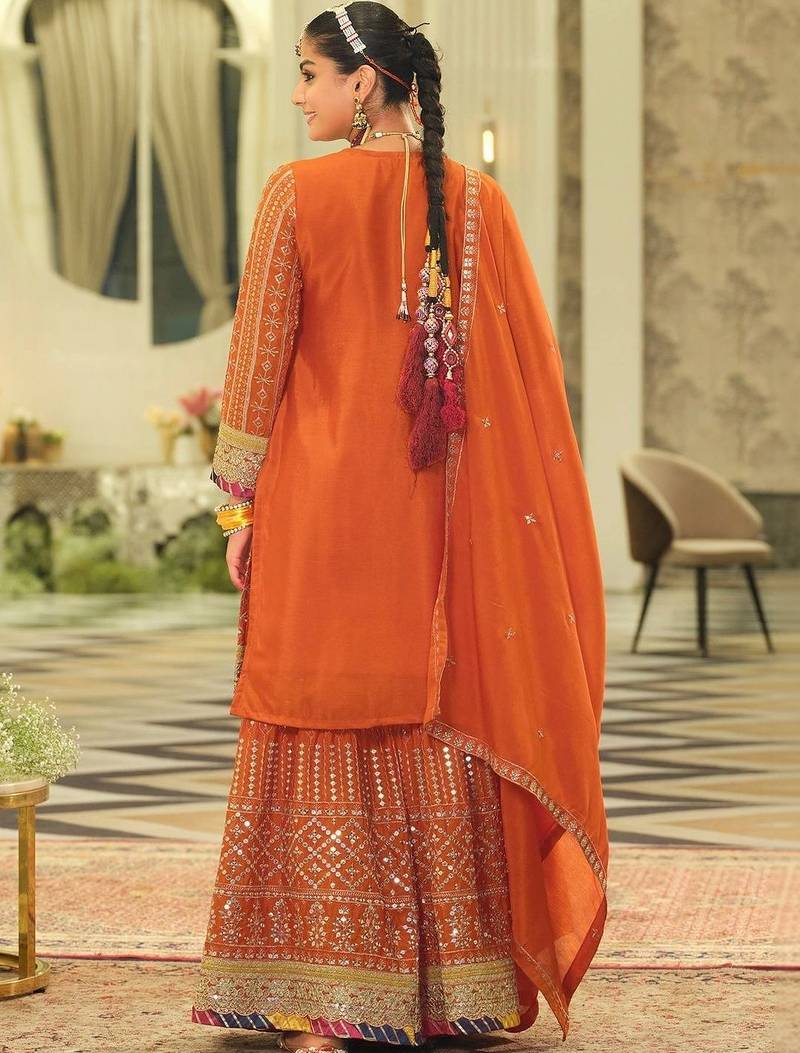 women ethnic motifs embroidered regular mirror work kurta & sharara & dupatta