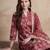 women floral printed angrakha cotton kurta with trousers & with dupatta