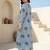 women printed regular cotton kurta with trousers