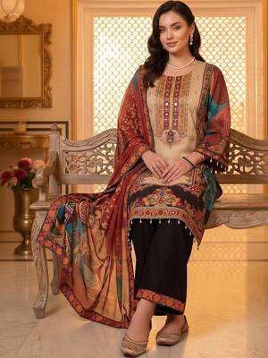 women ethnic motifs printed regular mirror work kurta with palazzos & with dupatta 5