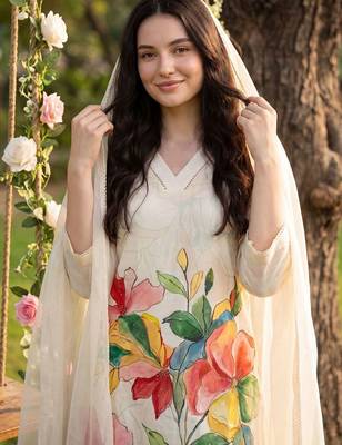 women floral printed regular kurta with trousers & with dupatta 2
