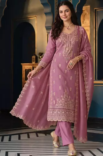 women ethnic motifs embroidered regular thread work kurta with trousers & with dupatta