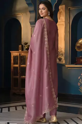 women ethnic motifs embroidered regular thread work kurta with trousers & with dupatta