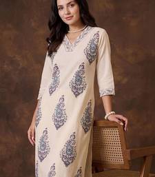 women ethnic motifs printed regular cotton kurta with palazzos