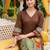 women ethnic motifs printed empire cotton kurta with trousers