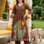 women ethnic motifs printed empire cotton kurta with trousers