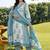 women floral printed panelled beads and stones cotton kurta with trousers & with dupatta