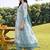 women floral printed panelled beads and stones cotton kurta with trousers & with dupatta