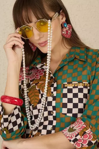 women printed regular cotton kurta with trousers