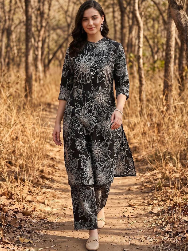 women floral printed regular kurta with palazzos