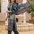 women ethnic motifs printed regular cotton kurta with trousers & with dupatta