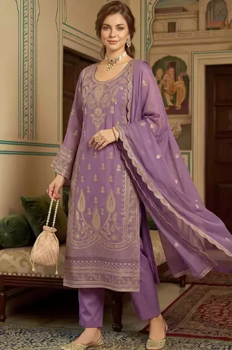 women ethnic motifs embroidered regular kurta with trousers & with dupatta