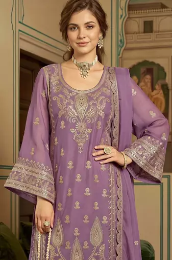 women ethnic motifs embroidered regular kurta with trousers & with dupatta