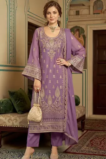women ethnic motifs embroidered regular kurta with trousers & with dupatta