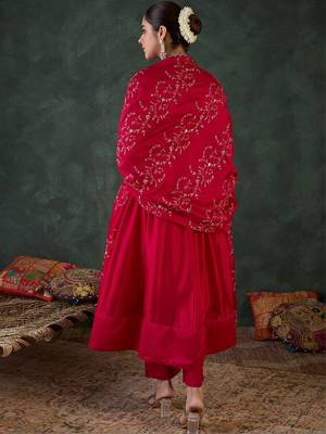 women ethnic motifs embroidered regular gotta patti kurta with trousers & with dupatta 4