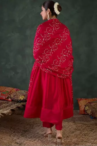 women ethnic motifs embroidered regular gotta patti kurta with trousers & with dupatta