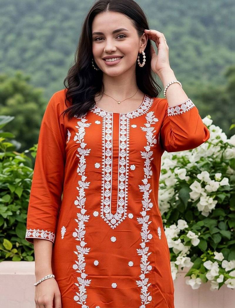 women ethnic motifs embroidered regular thread work kurta with trousers