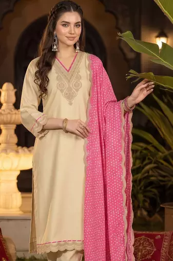 women ethnic motifs embroidered regular thread work kurta with trousers & with dupatta