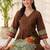 women ethnic motifs printed empire cotton kurta with trousers