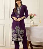 women ethnic motifs printed regular cotton kurta with trousers