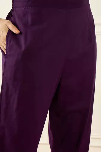 women ethnic motifs printed regular cotton kurta with trousers