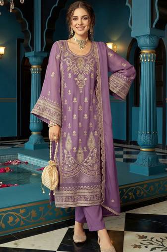 women ethnic motifs embroidered regular kurta with trousers & with dupatta