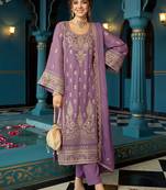 women ethnic motifs embroidered regular kurta with trousers & with dupatta