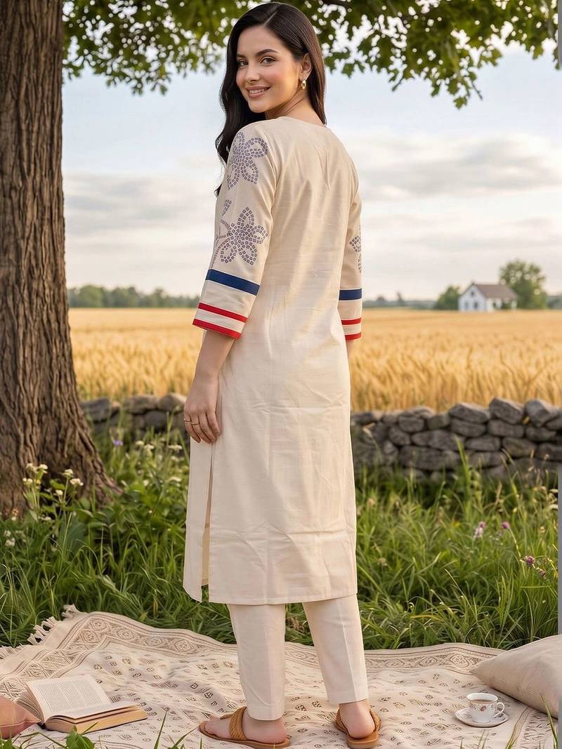 women floral printed regular kurta with trousers
