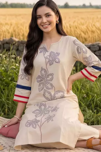 women floral printed regular kurta with trousers