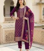 women ethnic motifs regular kurta with trousers & with dupatta