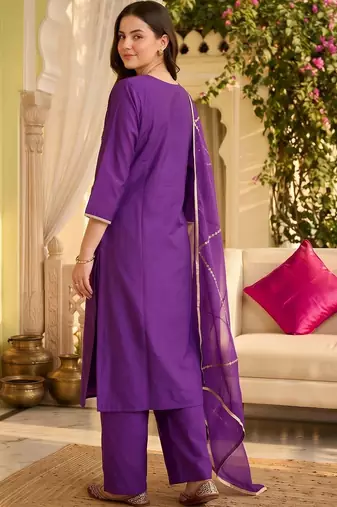 women ethnic motifs embroidered regular thread work liva kurta with palazzos & with dupatta