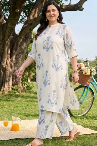 women ethnic motifs printed regular kurta with palazzos