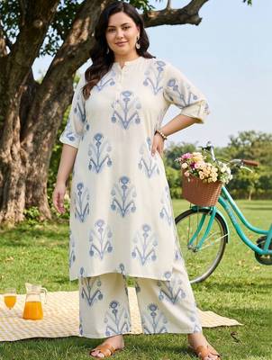 women ethnic motifs printed regular kurta with palazzos 6