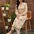 women ethnic motifs printed regular cotton kurta with trousers