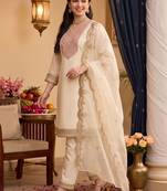 women ethnic motifs embroidered regular kurta with trousers & with dupatta