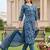 women paisley printed regular thread work cotton kurta with trousers & with dupatta
