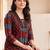 women printed empire cotton kurta with trousers