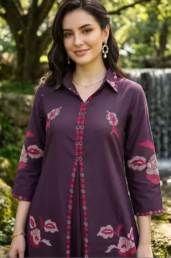 women floral printed regular cotton kurta with palazzos