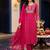women ethnic motifs printed regular thread work kurta with trousers & with dupatta