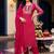 women ethnic motifs printed regular thread work kurta with trousers & with dupatta