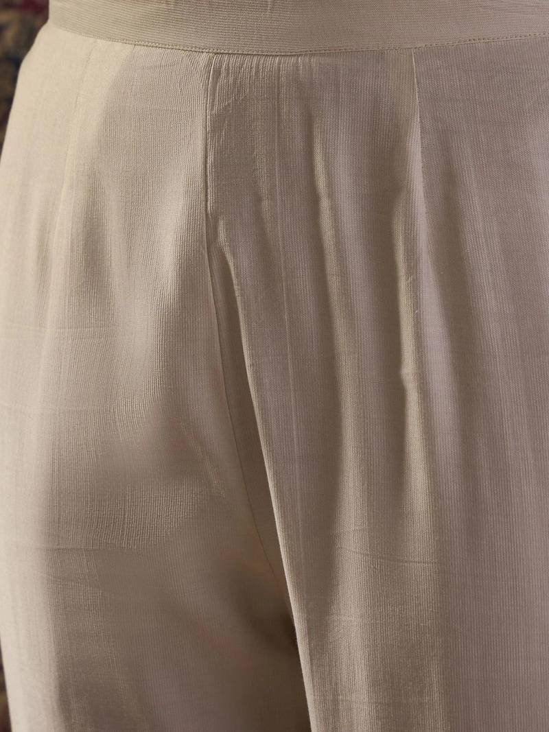 women ethnic motifs embroidered regular thread work liva kurta with trousers