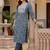 women ethnic motifs printed regular thread work cotton kurta with trousers
