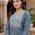 women ethnic motifs printed regular thread work cotton kurta with trousers