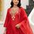 women ethnic motifs embroidered regular kurta with trousers & with dupatta