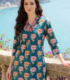 women floral printed regular cotton kurta with trousers
