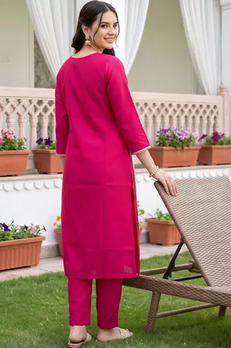 women ethnic motifs embroidered regular kurta with trousers & with dupatta