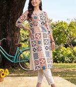 women printed regular kurta with trousers